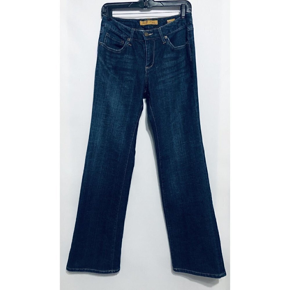 Seven7 Womens Size 4 Distressed Flare Jeans Boho Hippie Stretch Pockets